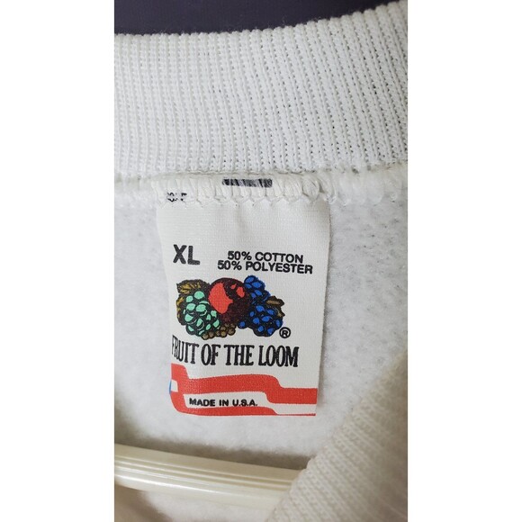 Fruit of The Loom Vintage "One Bill Too Many" White Textured Graphic Sweater XL - Picture 8 of 9